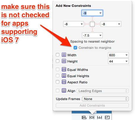 iOS Adaptive Layout tidbits: “Constrain to margin” in Xcode 6